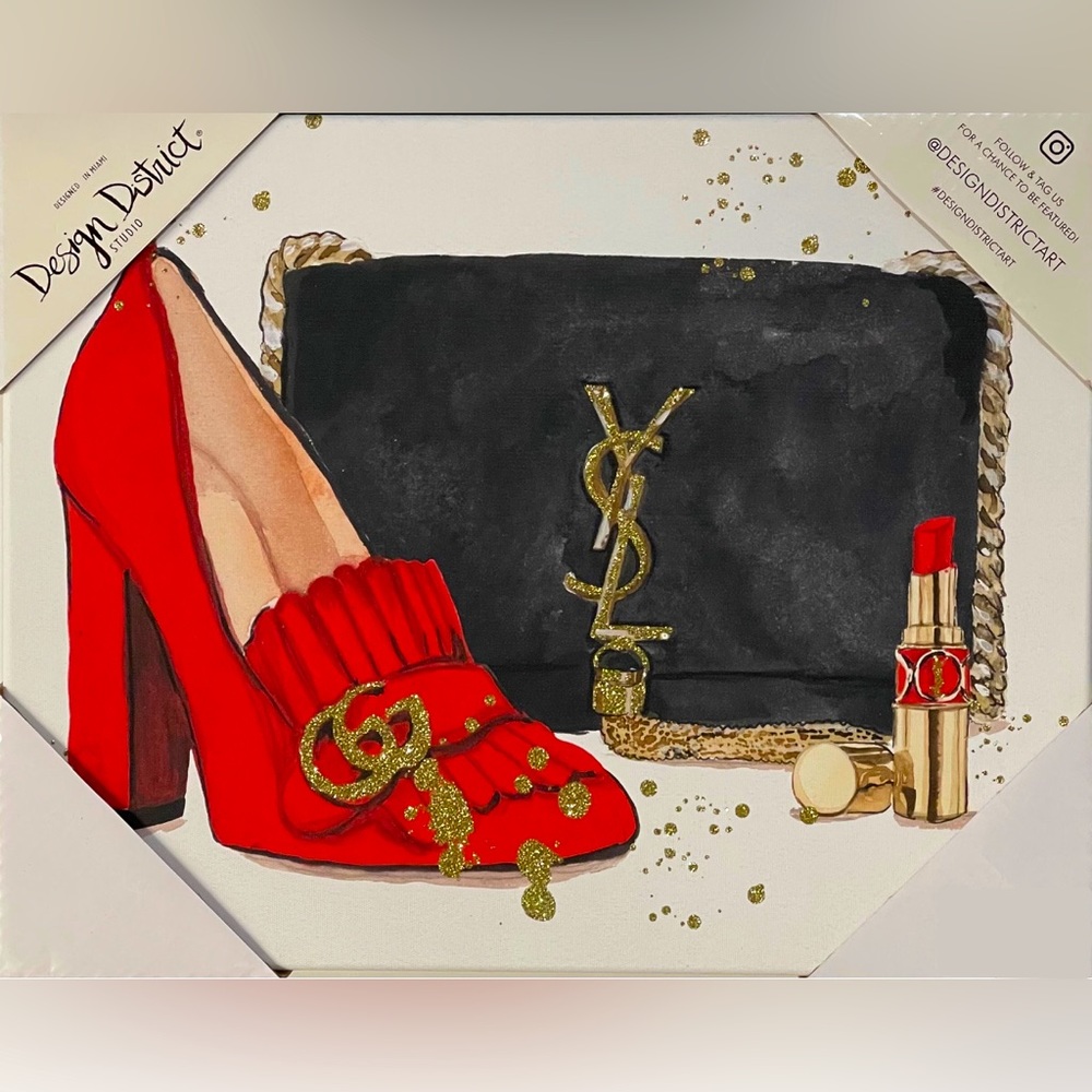 💗👠{YSL} Designer Bag Fashion Glam Red Heel Gucci Wall Art!